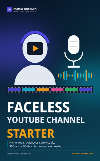 Cover of the Faceless YouTube Channel Starter ebook by Digital Hub Info