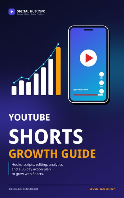 Cover of the YouTube Shorts Growth Guide ebook by Digital Hub Info